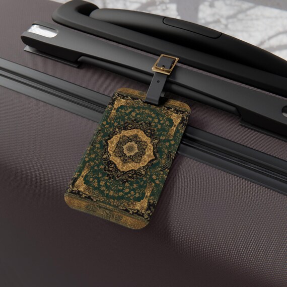 Persian Rug Luggage Tag for Suitcases & Backpacks, Vintage Travel Accessory, Boho Bag Tag, Gift for Travelers, Unique Baggage ID Tag