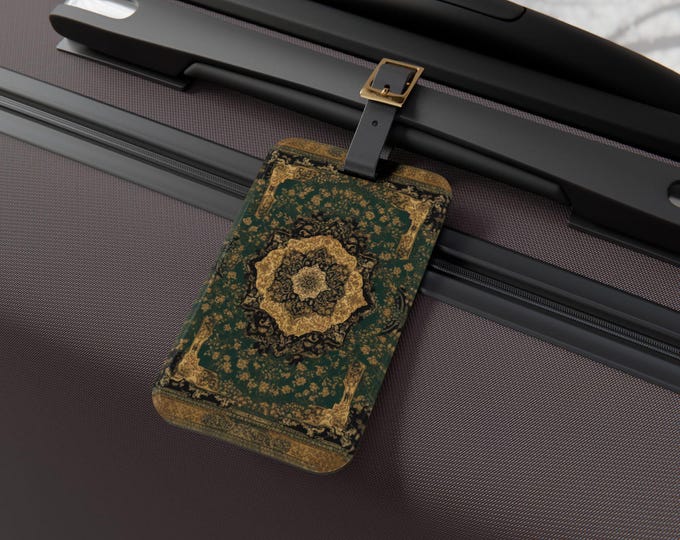 Persian Rug Luggage Tag for Suitcases & Backpacks, Vintage Travel Accessory, Boho Bag Tag, Gift for Travelers, Unique Baggage ID Tag