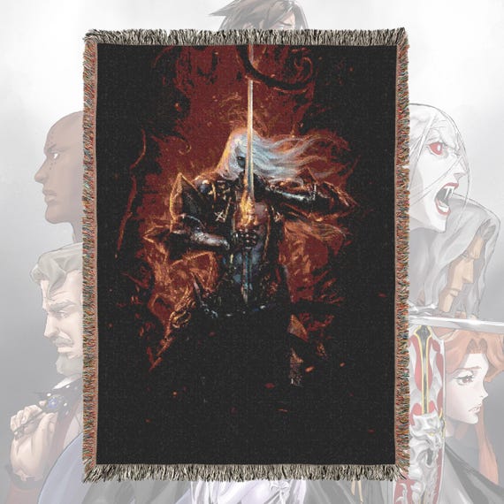 Anime Throw Blankets Castle Art - Woven 100% Premium Cotton Blanket with Colorful Fringe - Cozy Home Decor, Wall Tapestry, Gift