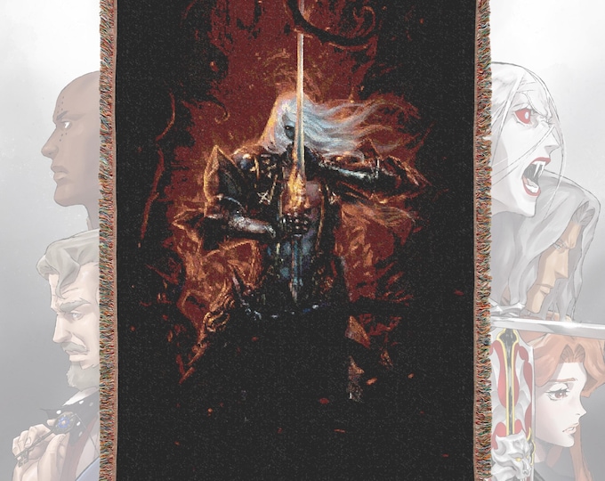 Anime Throw Blankets Castle Art - Woven 100% Premium Cotton Blanket with Colorful Fringe - Cozy Home Decor, Wall Tapestry, Gift