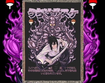 Anime & Manga Blankets - Woven 100% Premium Cotton Anime Throw Blanket with Colorful Fringe - Cozy Home Decor, Wall Tapestry, Gift