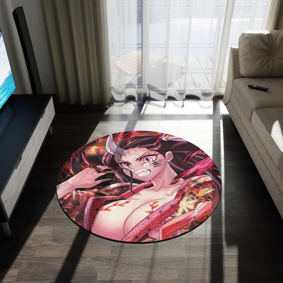 Anime & Manga Round Rug – 60" Otaku Room Decor, Gaming Floor Mat, Anime Watch Party Gift, Durable Chenille Rug for Bedroom or Den