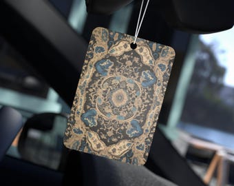 Persian Design Car Air Freshener – New Car Fragrance, Vintage Boho Rearview Mirror Tag, Oriental Rug Style Auto Decor, Gift for Drivers