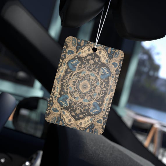 Persian Design Car Air Freshener – New Car Fragrance, Vintage Boho Rearview Mirror Tag, Oriental Rug Style Auto Decor, Gift for Drivers