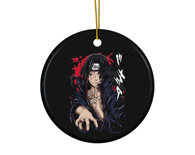 Anime Ceramic Ornament | Double-Sided Round Ornament | Kawaii Anime Holiday Decor | Otaku Christmas Ornament Gift | Anime Tree Decoration