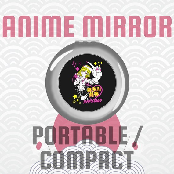 Anime Travel Mirror, Compact Pocket Mirror with Japanese Art, Kawaii Makeup Gift, Otaku Travel Accessory, Tokyo Japan Souvenir Must-Have