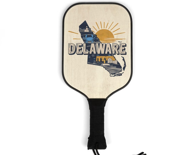 Delaware Pickleball Kit–2 Paddles, 2 Balls| State Design Pickleball Set for Men & Women| Pickleball Gear Gift for Players, Fans, and Kids