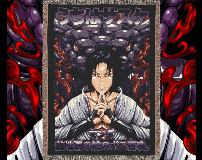 Anime & Manga Blankets - Woven 100% Premium Cotton Anime Throw Blanket with Colorful Fringe - Cozy Home Decor, Wall Tapestry, Gift