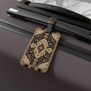 Persian Rug Luggage Tag for Suitcases & Backpacks, Vintage Travel Accessory, Boho Bag Tag, Gift for Travelers, Unique Baggage ID Tag