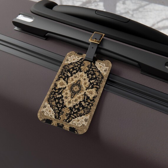 Persian Rug Luggage Tag for Suitcases & Backpacks, Vintage Travel Accessory, Boho Bag Tag, Gift for Travelers, Unique Baggage ID Tag