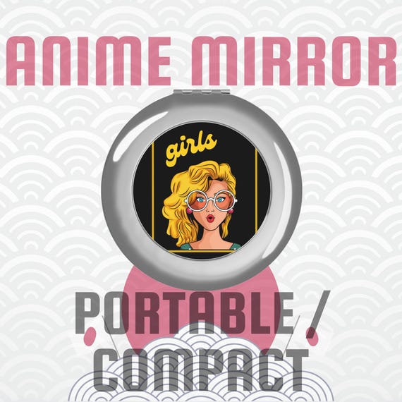 Anime Travel Mirror, Compact Pocket Mirror with Japanese Art, Kawaii Makeup Gift, Otaku Travel Accessory, Tokyo Japan Souvenir Must-Have