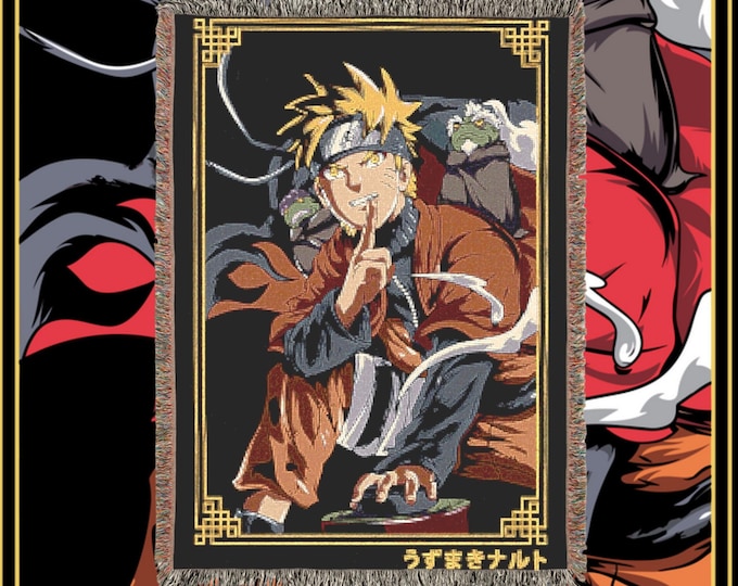 Anime & Manga Blankets - Woven 100% Premium Cotton Anime Throw Blanket with Colorful Fringe - Cozy Home Decor, Wall Tapestry, Gift