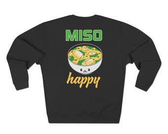 Miso Happy Japanese Ramen Cat Sweatshirt – Kawaii Ramen Lover Crewneck, Asian Food Sweatshirt, Cute Cat Lover Gift, Unisex Anime Style Top