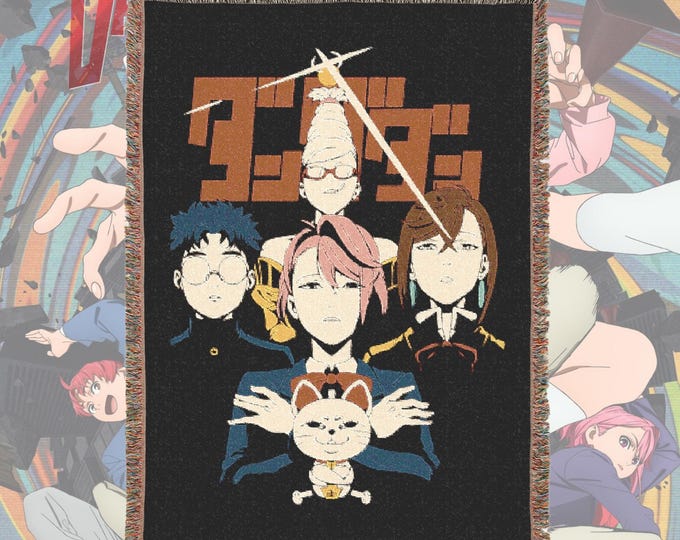 Anime & Manga Woven Blanket – 100% Cotton Throw with Fringe, Otaku Room Decor, Cozy Anime Gift, Wall Tapestry or Couch Accent
