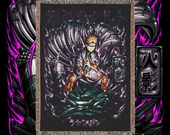 Anime & Manga Blankets - Woven 100% Premium Cotton Anime Throw Blanket with Colorful Fringe - Cozy Home Decor, Wall Tapestry, Gift