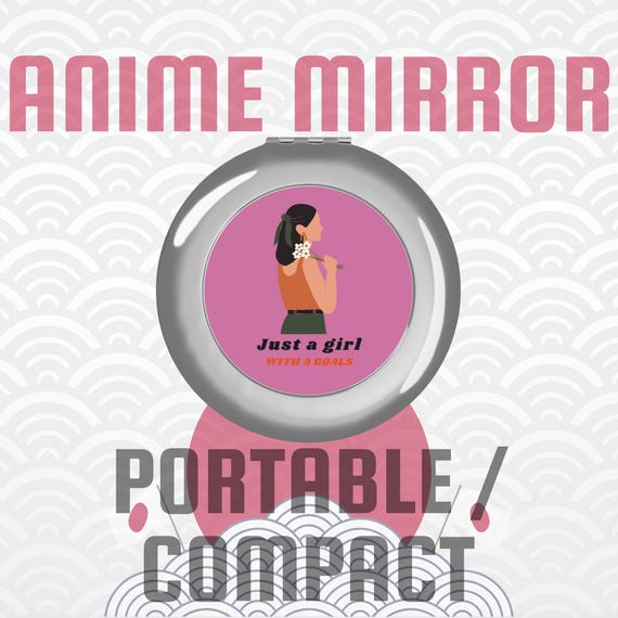 Anime Travel Mirror, Compact Pocket Mirror with Japanese Art, Kawaii Makeup Gift, Otaku Travel Accessory, Tokyo Japan Souvenir Must-Have