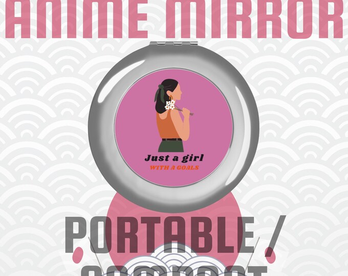 Anime Travel Mirror, Compact Pocket Mirror with Japanese Art, Kawaii Makeup Gift, Otaku Travel Accessory, Tokyo Japan Souvenir Must-Have