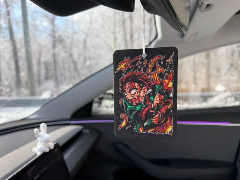 Anime Car Air Freshener Black Ice Scent Anime Auto Decor Otaku Rearview Mirror Tag Kawaii Car Accessory Perfect Gift for Anime Lovers image 2