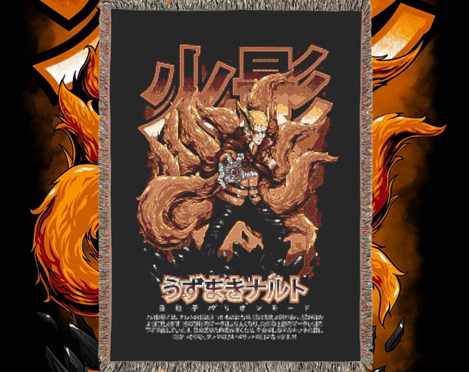 Anime & Manga Blankets - Woven 100% Premium Cotton Anime Throw Blanket with Colorful Fringe - Cozy Home Decor, Wall Tapestry, Gift