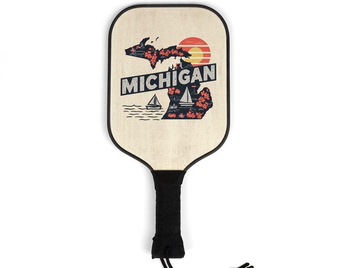Michigan Pickleball Kit–2 Paddles, 2 Balls| State Design Pickleball Set for Men & Women| Pickleball Gear Gift for Players, Fans, Kids