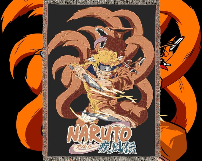 Anime & Manga Blankets - Woven 100% Premium Cotton Anime Throw Blanket with Colorful Fringe - Cozy Home Decor, Wall Tapestry, Gift