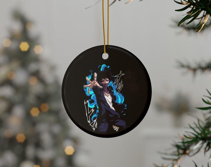 Anime Ceramic Ornament | Double-Sided Round Ornament | Kawaii Anime Holiday Decor | Otaku Christmas Ornament Gift | Anime Tree Decoration