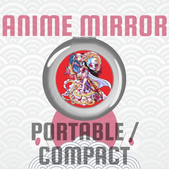 Anime Travel Mirror, Compact Pocket Mirror with Japanese Art, Kawaii Makeup Gift, Otaku Travel Accessory, Tokyo Japan Souvenir Must-Have