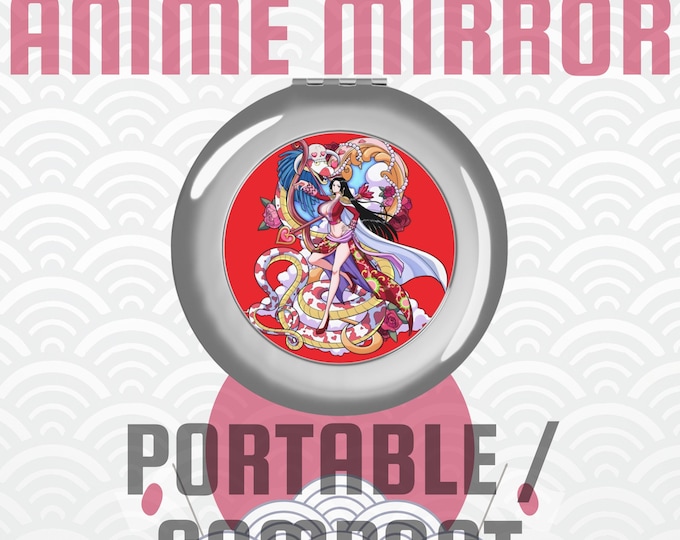 Anime Travel Mirror, Compact Pocket Mirror with Japanese Art, Kawaii Makeup Gift, Otaku Travel Accessory, Tokyo Japan Souvenir Must-Have