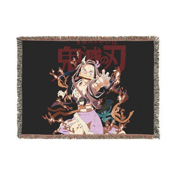 Anime & Manga Woven Blanket - Otaku Room Decor, Cozy Throw Gift, Wall Tapestry or Couch Accent, 100% Cotton with Fringe, Home/Game Decor