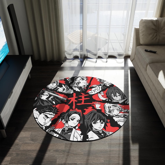 Anime & Manga Round Rug – 60" Otaku Room Decor, Gaming Floor Mat, Anime Watch Party Gift, Durable Chenille Rug for Bedroom or Den