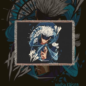 Anime & Manga Woven Blanket - 100% Cotton Throw with Fringe, Otaku Room Decor, Cozy Anime Gift, Wall Tapestry or Couch Accent