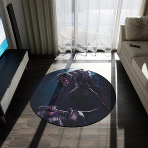 Anime & Manga Round Rug – 60&quot; Otaku Room Decor, Gaming Floor Mat, Anime Watch Party Gift, Durable Chenille Rug for Bedroom or Den