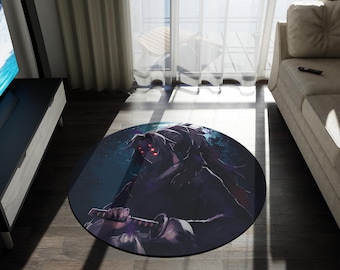 Anime & Manga Round Rug – 60" Otaku Room Decor, Gaming Floor Mat, Anime Watch Party Gift, Durable Chenille Rug for Bedroom or Den