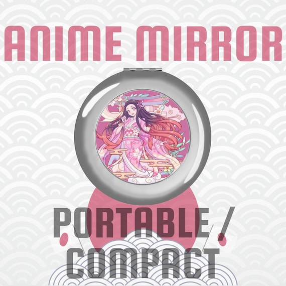 Anime Travel Mirror, Compact Pocket Mirror with Japanese Art, Kawaii Makeup Gift, Otaku Travel Accessory, Tokyo Japan Souvenir Must-Have