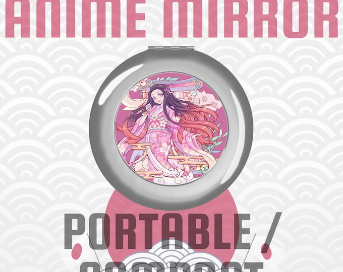 Anime Travel Mirror, Compact Pocket Mirror with Japanese Art, Kawaii Makeup Gift, Otaku Travel Accessory, Tokyo Japan Souvenir Must-Have
