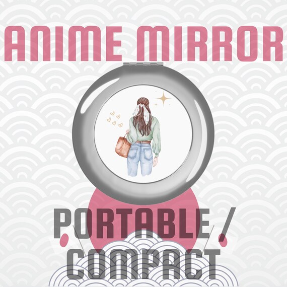 Anime Travel Mirror, Compact Pocket Mirror with Japanese Art, Kawaii Makeup Gift, Otaku Travel Accessory, Tokyo Japan Souvenir Must-Have
