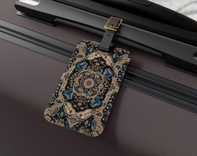 Colorful Persian Rug Luggage Tag for Suitcases & Backpacks, Vintage Travel Accessory, Boho Bag Tag, Gift for Travelers, Unique Baggage Tag
