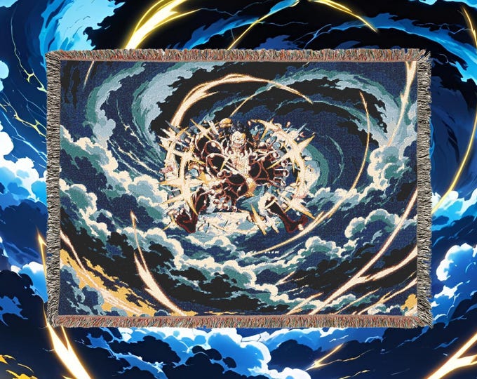 Anime & Manga Woven Blanket - Otaku Room Decor, Cozy Throw Gift, Wall Tapestry or Couch Accent, 100% Cotton with Fringe, Home/Game Decor