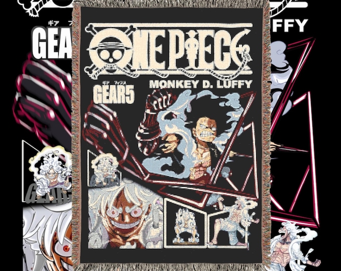 Anime & Manga Blankets - Woven 100% Premium Cotton Anime Throw Blanket with Colorful Fringe - Cozy Home Decor, Wall Tapestry, Gift