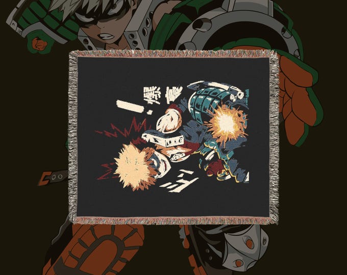 Anime & Manga Woven Blanket - 100% Cotton Throw with Fringe, Otaku Room Decor, Cozy Anime Gift, Wall Tapestry or Couch Accent