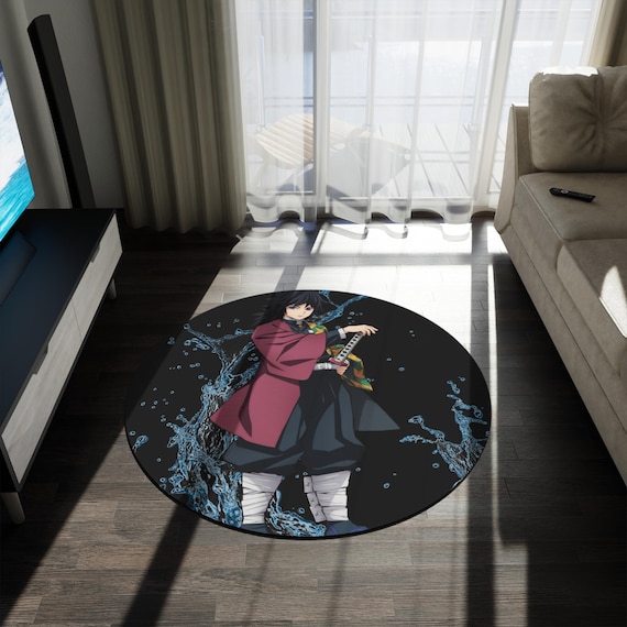 Anime & Manga Round Rug – 60" Otaku Room Decor, Gaming Floor Mat, Anime Watch Party Gift, Durable Chenille Rug for Bedroom or Den