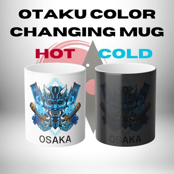 Color Changing Anime Mug - Heat Reveal Otaku Demon Mask Coffee Cup, Japanese Otaku Gift, Manga Mug for Anime Lovers, Hot Cold Magic Mug 11oz