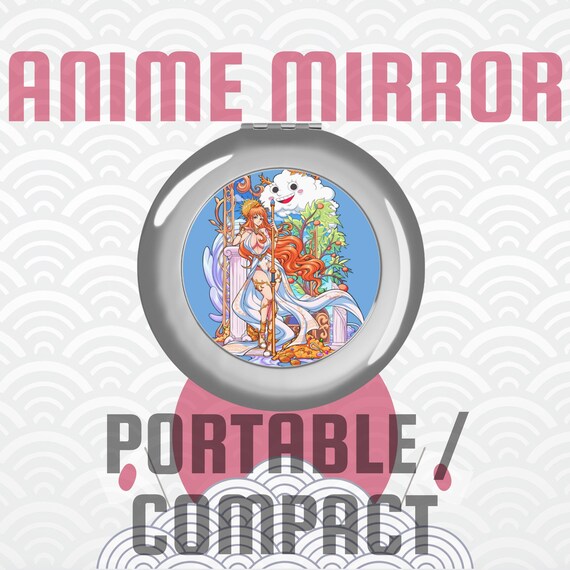 Anime Travel Mirror, Compact Pocket Mirror with Japanese Art, Kawaii Makeup Gift, Otaku Travel Accessory, Tokyo Japan Souvenir Must-Have