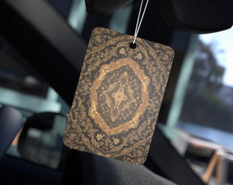 Persian Design Car Air freshener - New Car, Pine, Black Ice Scents - Vintage Boho Auto Decor, Rearview Mirror Tag, Gift for drivers