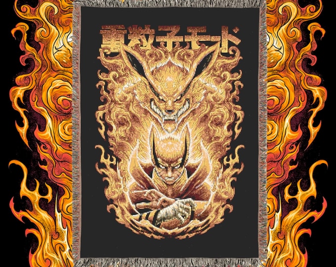 Anime & Manga Blankets - Woven 100% Premium Cotton Anime Throw Blanket with Colorful Fringe - Cozy Home Decor, Wall Tapestry, Gift