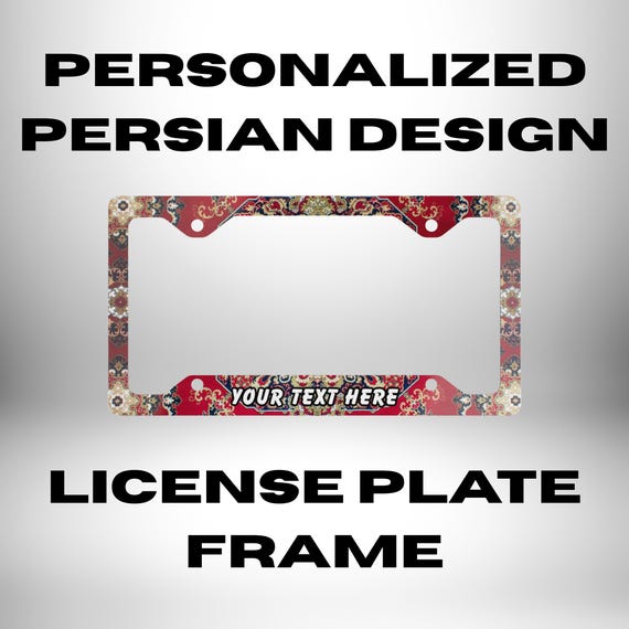 Personalized Persian Design License Plate Frame, Stylish Car Accessory, Middle Eastern Car Decor, Aesthetic Auto Gift for Her, Boho Bling