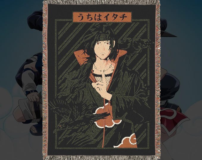 Anime & Manga Woven Blanket – 100% Cotton Throw with Fringe, Otaku Room Decor, Cozy Anime Gift, Wall Tapestry or Couch Accent