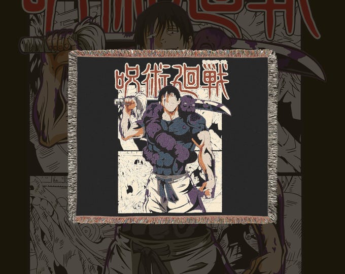 Anime & Manga Woven Blanket - 100% Cotton Throw with Fringe, Otaku Room Decor, Cozy Anime Gift, Wall Tapestry or Couch Accent