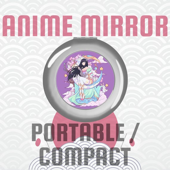 Anime Travel Mirror, Compact Pocket Mirror with Japanese Art, Kawaii Makeup Gift, Otaku Travel Accessory, Tokyo Japan Souvenir Must-Have
