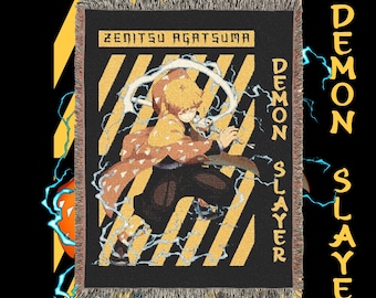 Manga Blankets - Woven 100% Premium Cotton Anime Throw Blanket with Colorful Fringe - Cozy Home Decor, Wall Tapestry, Gift